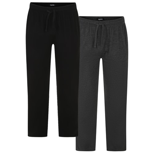 Bigdude Soft Feel Loose Cotton Pyjama Trouser Twin Pack Black/Charcoal